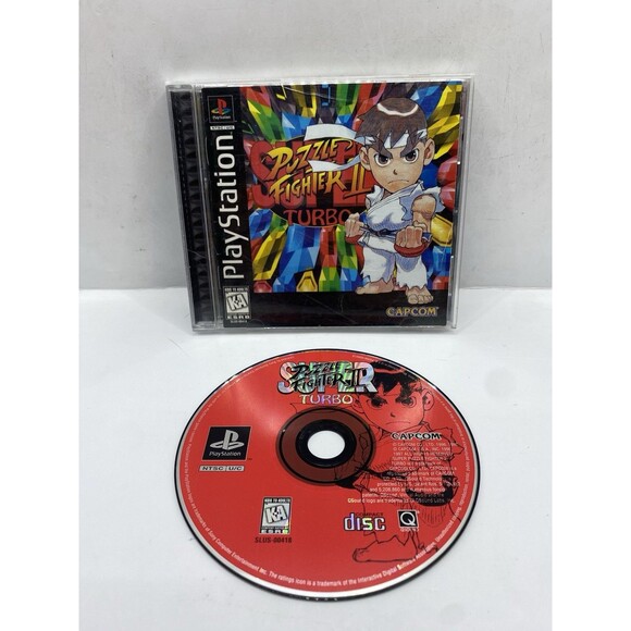 Super Puzzle Fighter II Turbo (PlayStation 1, PS1) CIB - Complete, Black Label